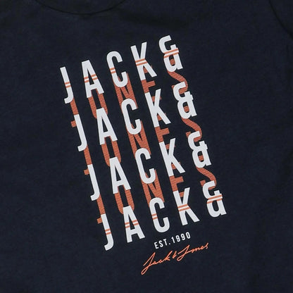 Navy-Blue-White - Back - Jack And Jones Childrens-Kids Delvin T-Shirt (Pack of 3)