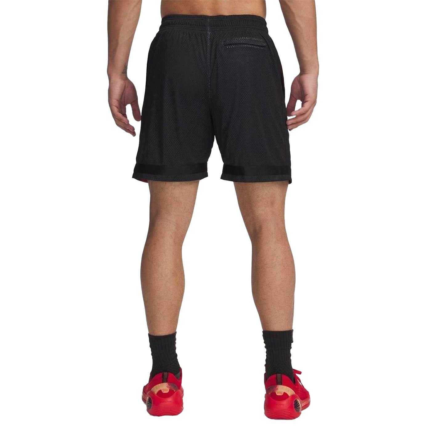 Black-Red - Back - Under Armour Mens Flames Basketball Shorts