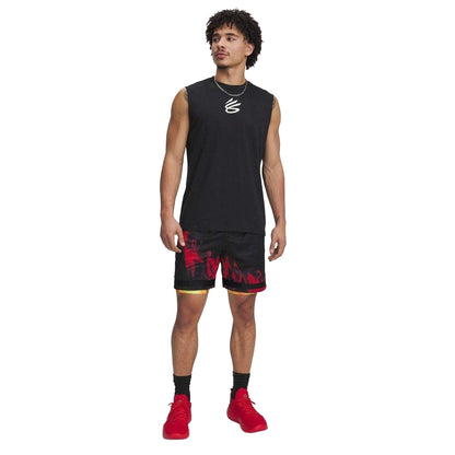 Black-Red - Lifestyle - Under Armour Mens Flames Basketball Shorts