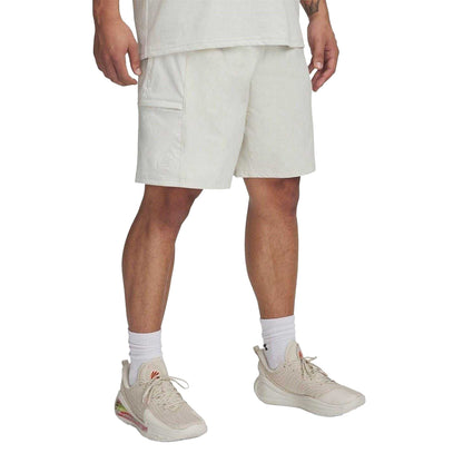 White - Side - Under Armour Mens Water Repellent Basketball Shorts