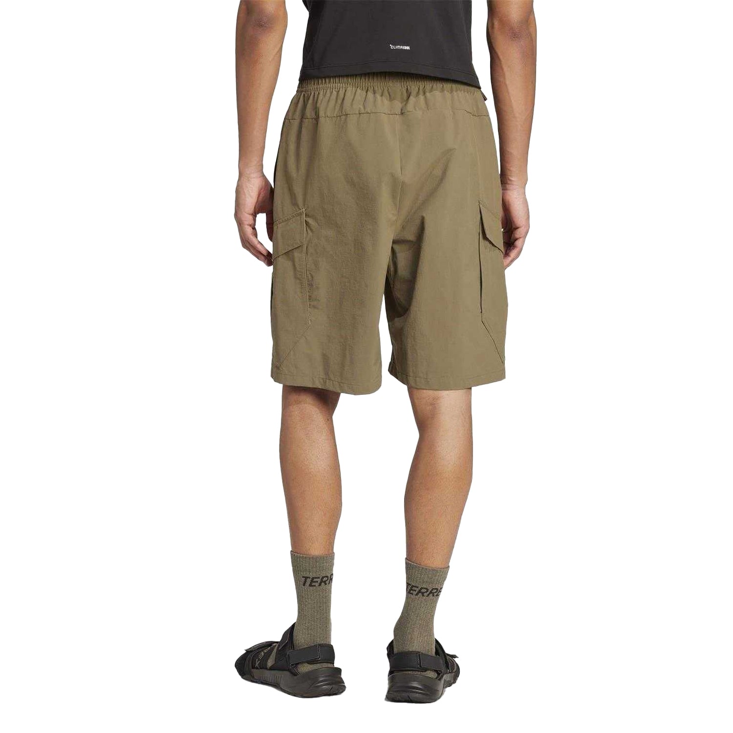 Olive - Back - Adidas Mens Terrex Polyamide Cargo Shorts