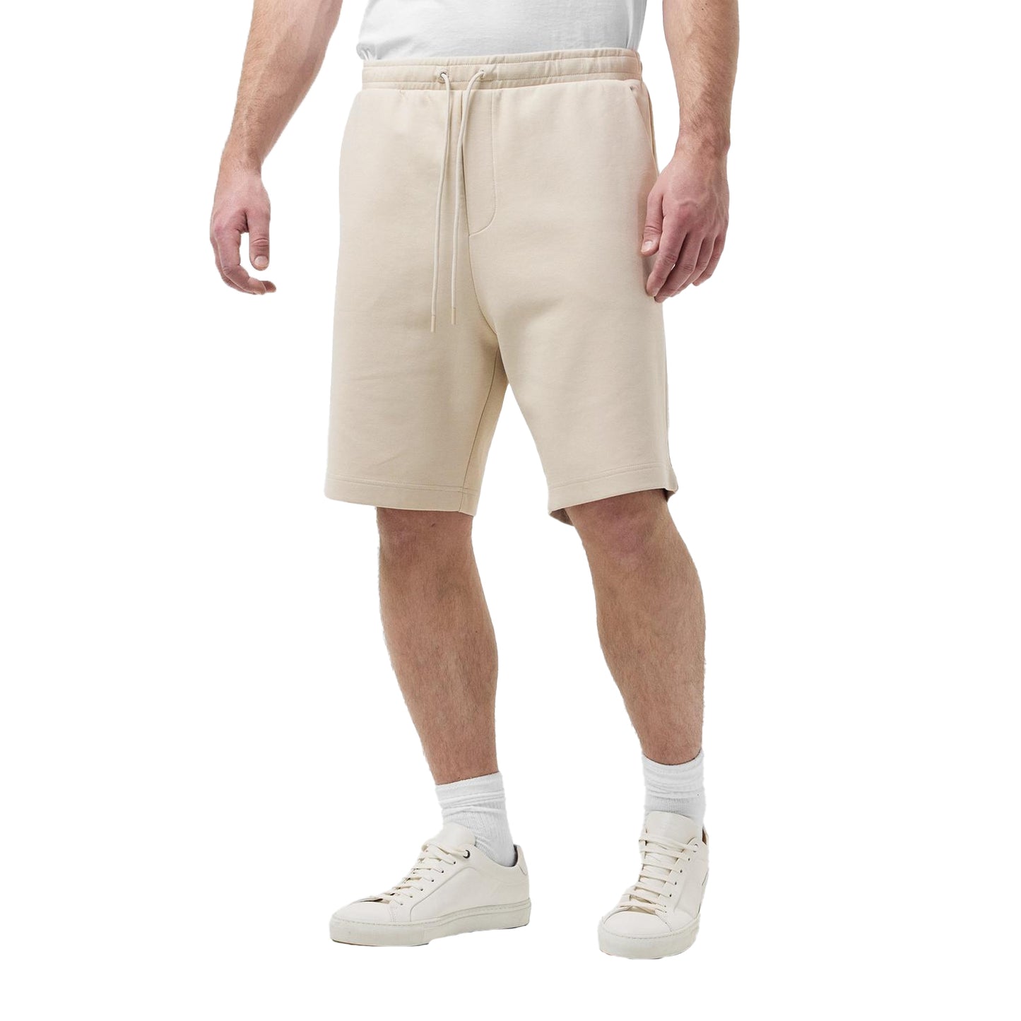 Beige - Side - Boss Mens Drawstring Waist Sweat Shorts