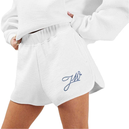 Vintage White - Side - Jack Wills Womens-Ladies Ribbed Relaxed Fit Sweat Shorts