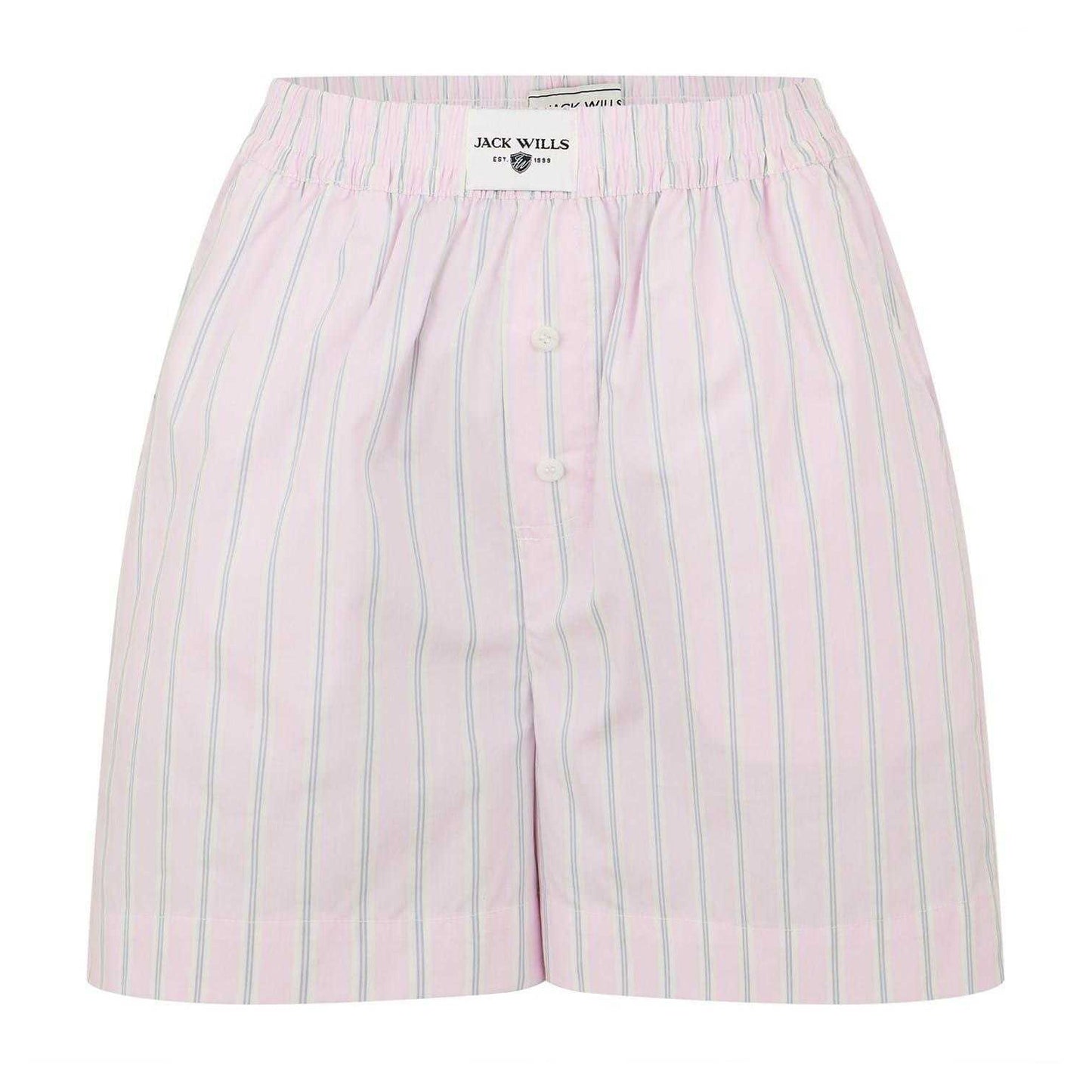 Pink - Front - Jack Wills Womens-Ladies Poplin Vertical Stripe Relaxed Fit Chino Shorts