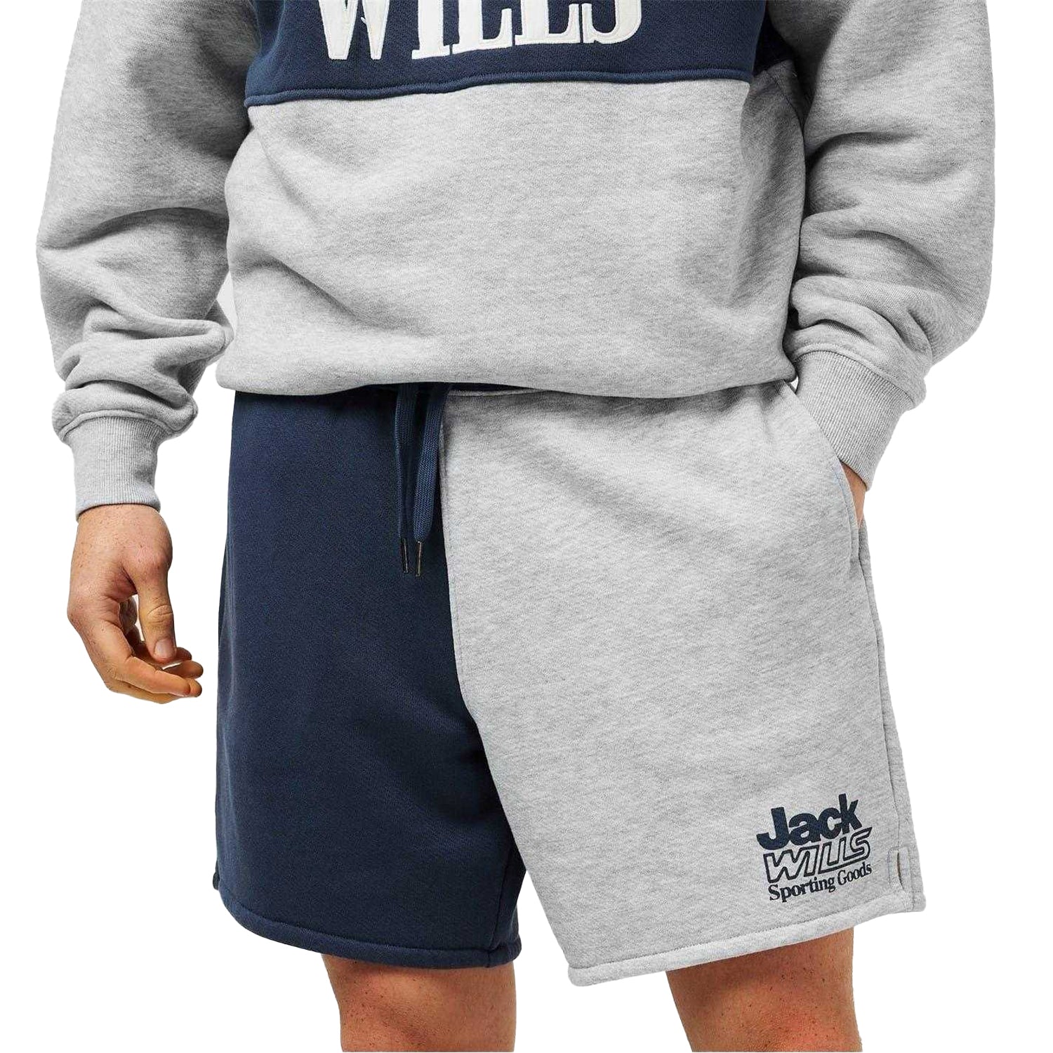Night Sky - Side - Jack Wills Mens Fleece Cut & Sew Sweat Shorts