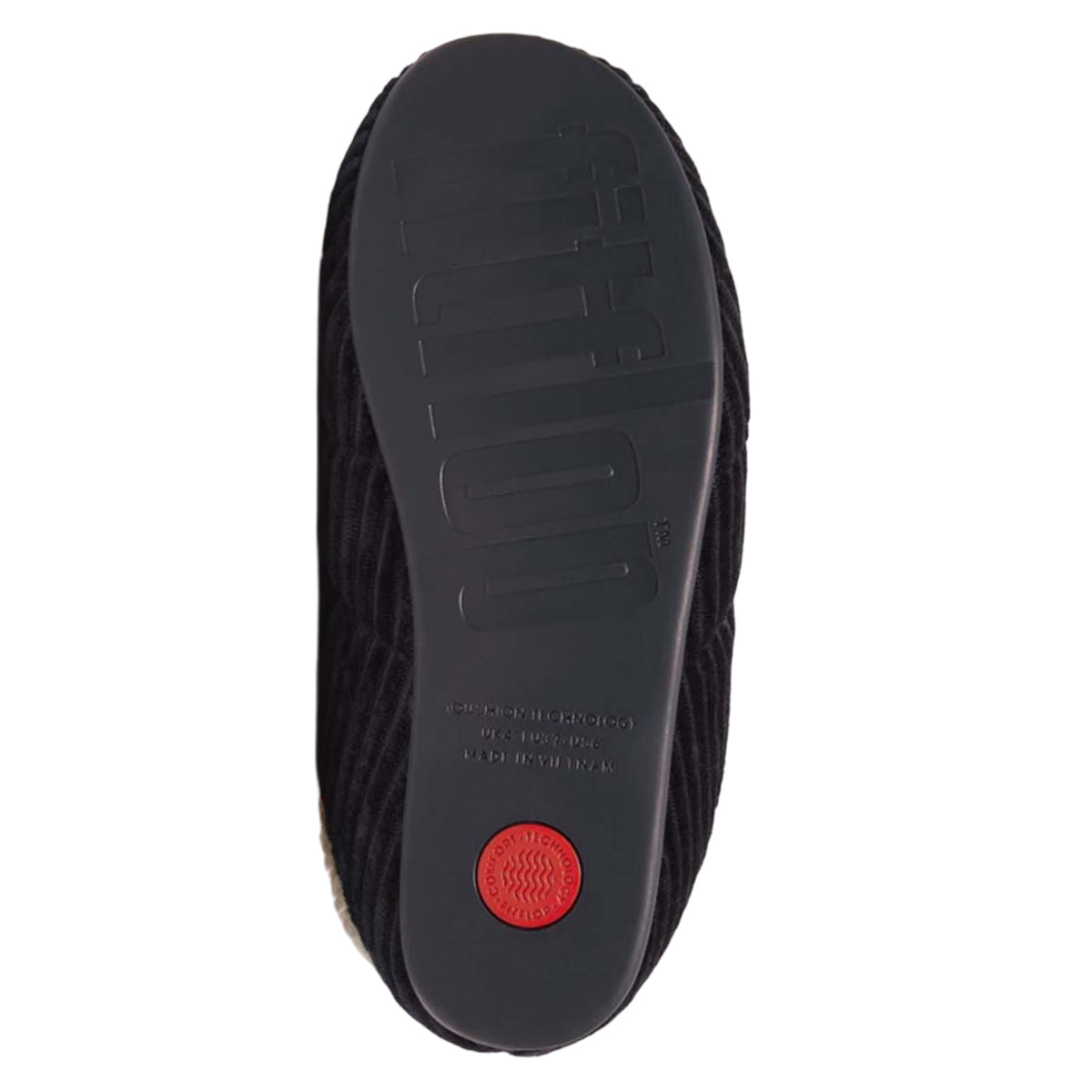 Navy - Pack Shot - FitFlop Womens-Ladies Chrissie Corduroy Fleece Lined Slippers