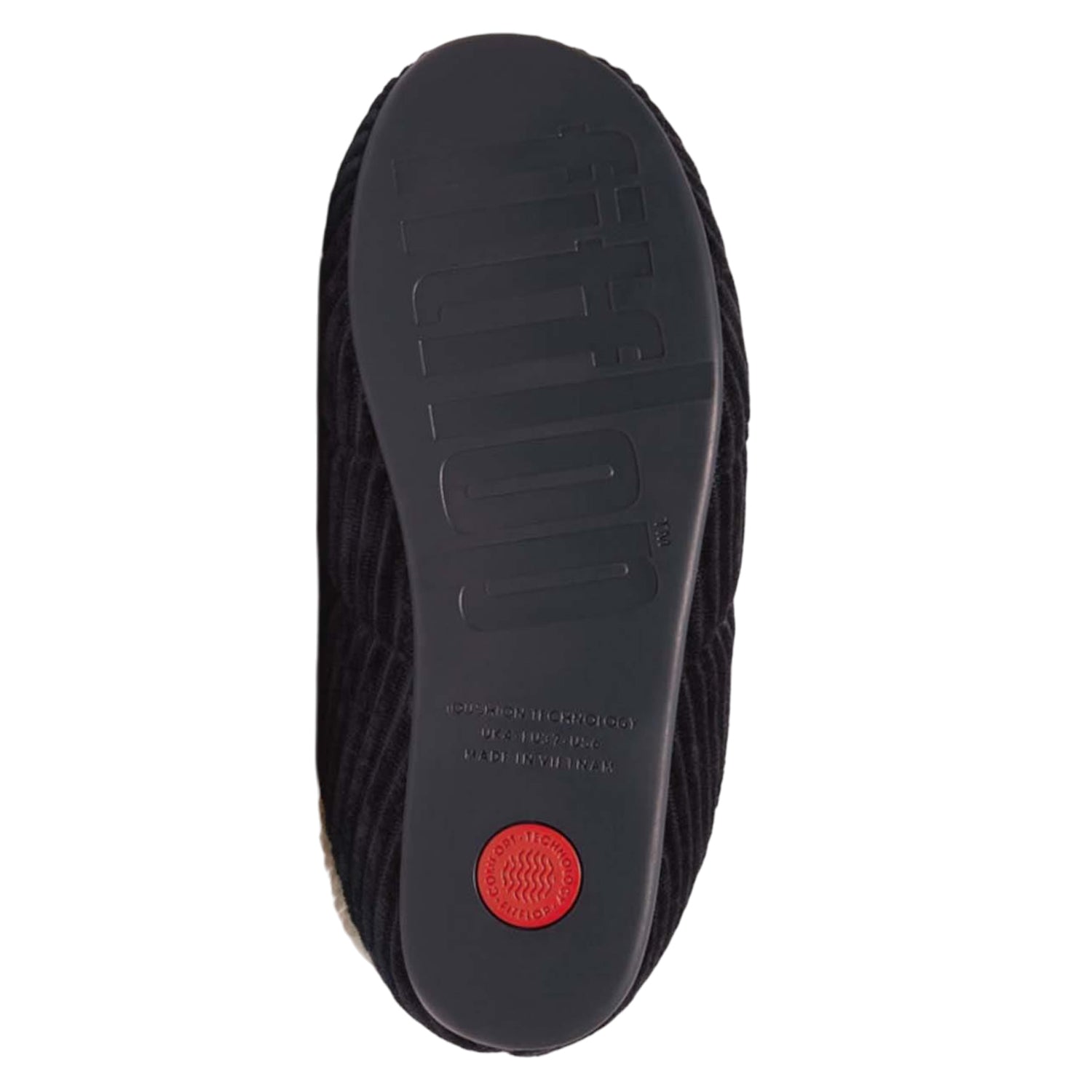 Navy - Pack Shot - FitFlop Womens-Ladies Chrissie Corduroy Fleece Lined Slippers