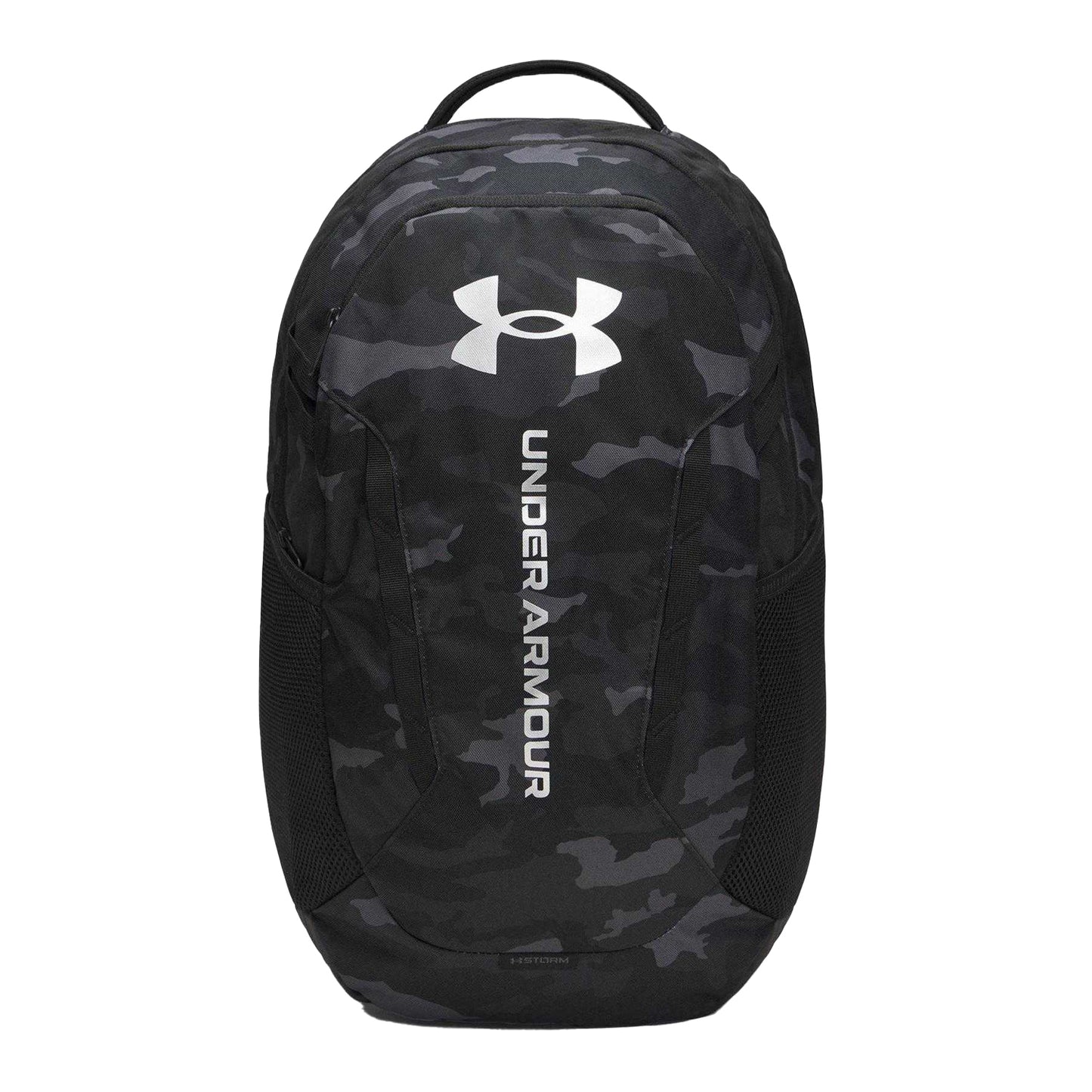 Black-Silver - Front - Under Armour Hustle 6.0 Camo Sport Backpack