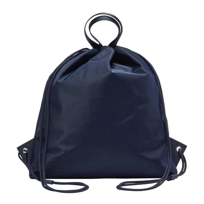 Navy - Back - Boss Leather Trim Athletic Drawstring Bag