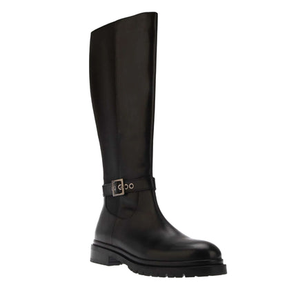 Black - Front - Dune London Womens-Ladies Teller Casual Leather Knee-High Boots