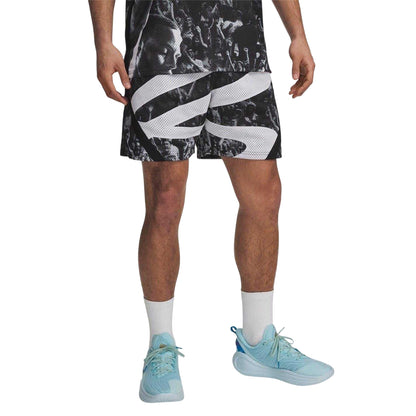 Black-White - Front - Under Armour Mens Basketball Shorts