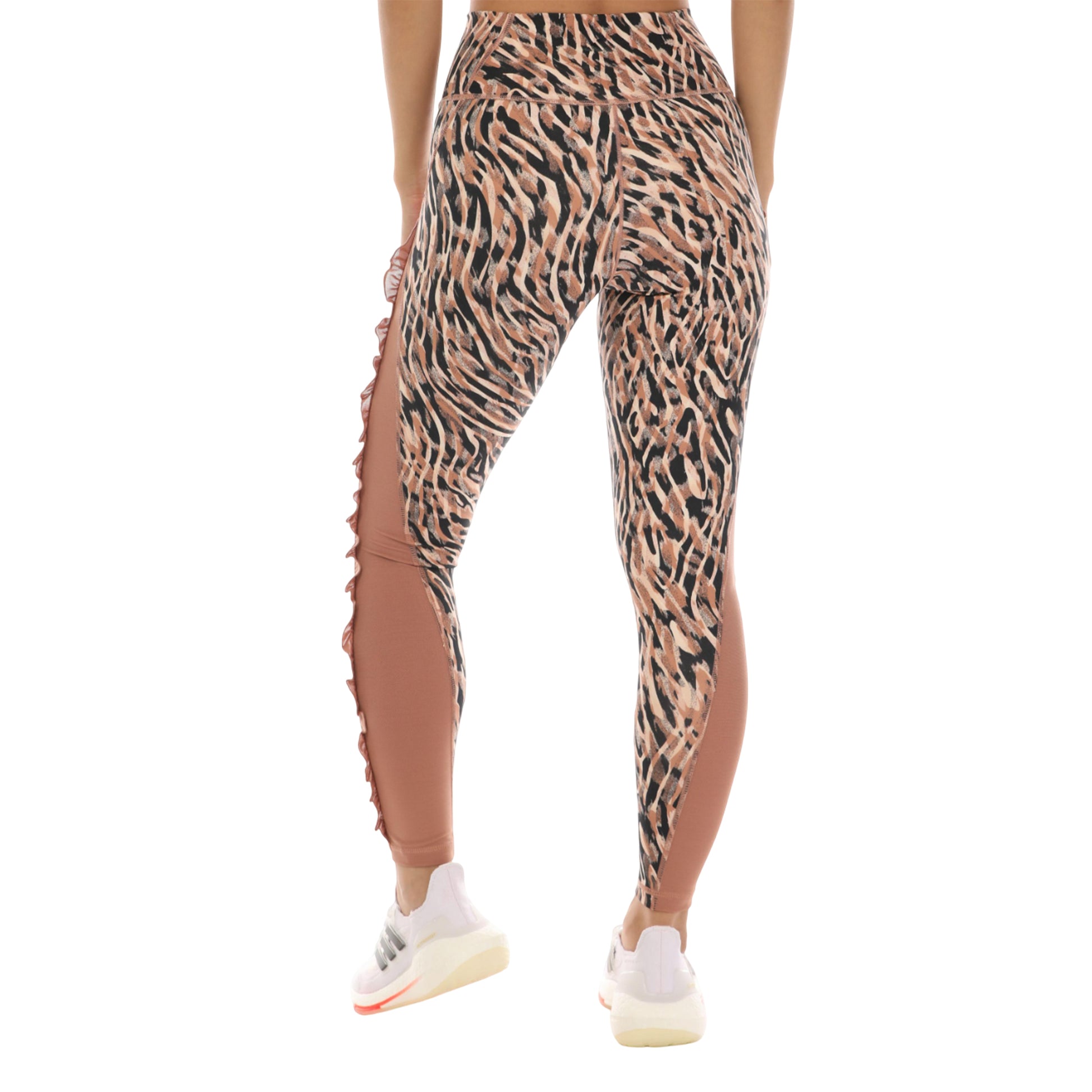 Ecru - Back - Adidas Womens-Ladies Yoga Studio Animal Print 7-8 Leggings