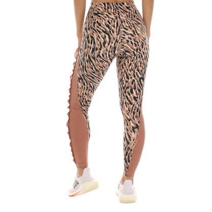 Ecru - Back - Adidas Womens-Ladies Yoga Studio Animal Print 7-8 Leggings