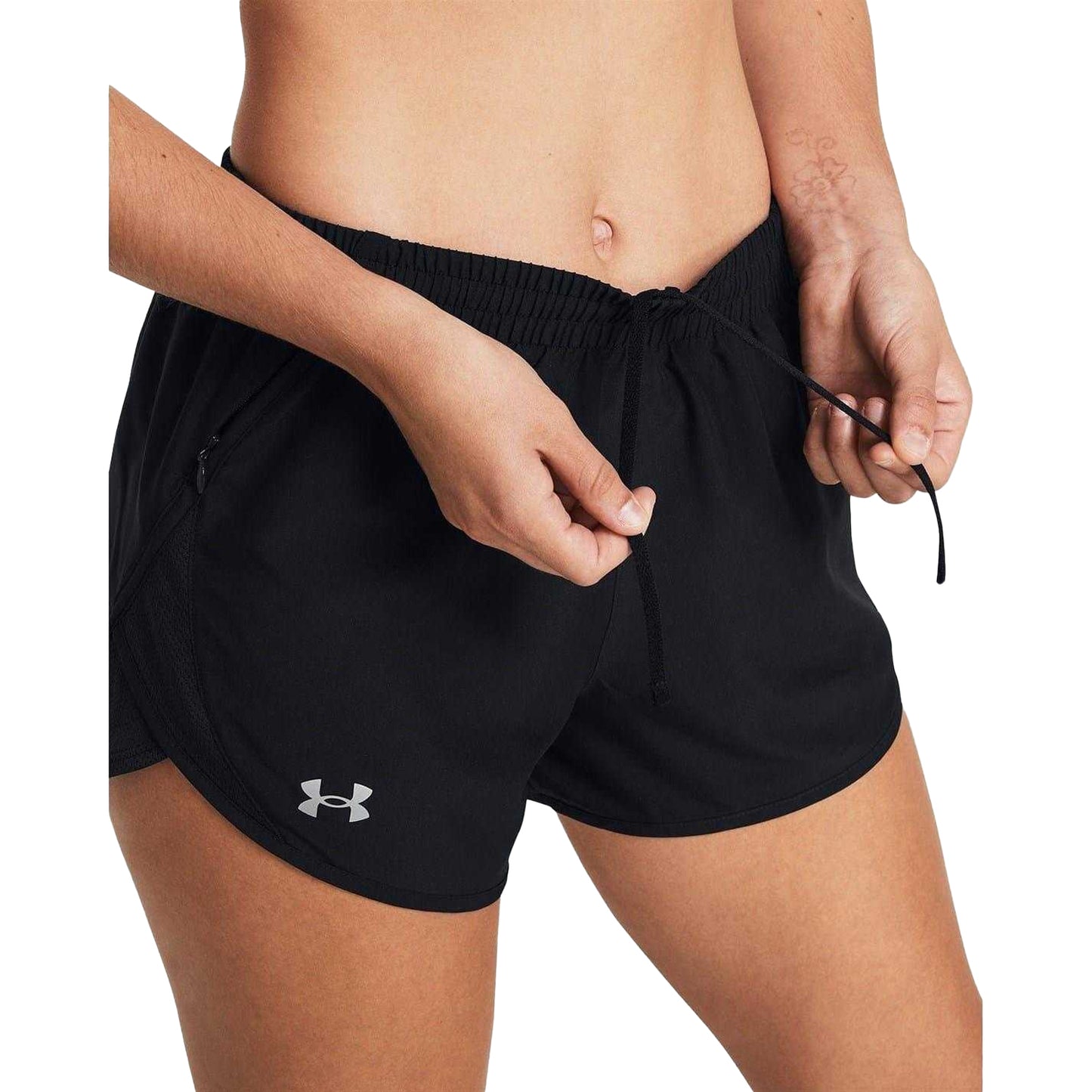 Black - Side - Under Armour Womens-Ladies Fly By Running Shorts