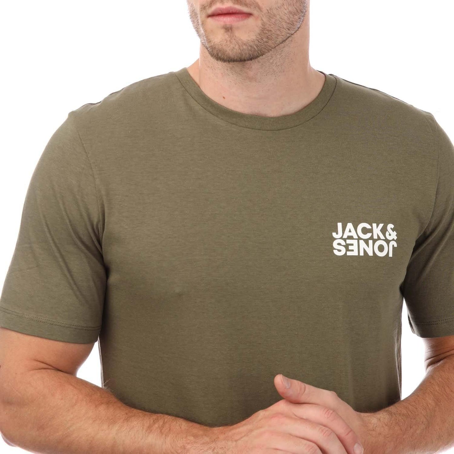 Navy-Grey-White-Green-Black - Side - Jack And Jones Mens Corp Reverse T-Shirt (Pack of 5)