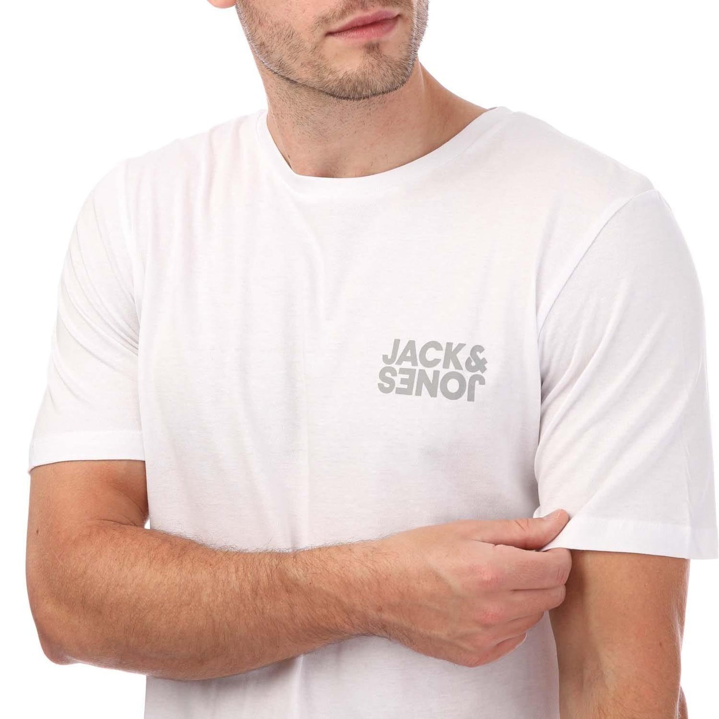 Navy-Grey-White-Green-Black - Lifestyle - Jack And Jones Mens Corp Reverse T-Shirt (Pack of 5)
