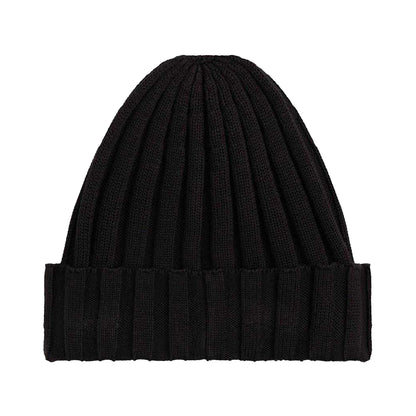 Black - Back - Tommy Hilfiger Childrens-Kids Logo Rib Knit Turn Up Beanie