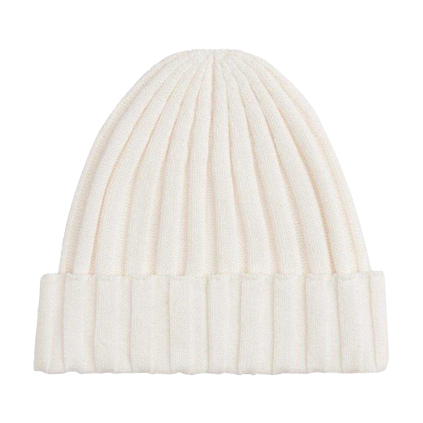 White - Back - Tommy Hilfiger Childrens-Kids Logo Rib Knit Turn Up Beanie