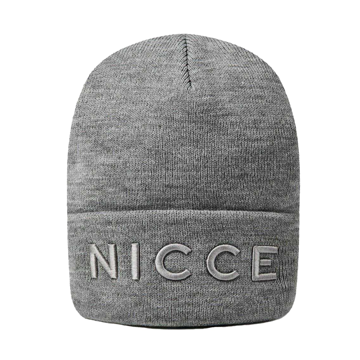 Grey Marl - Front - Nicce Unisex Adult Mercury Embossed Knitted Beanie