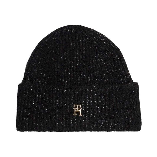 Black Metallic - Front - Tommy Hilfiger Womens-Ladies Sparkle Beanie