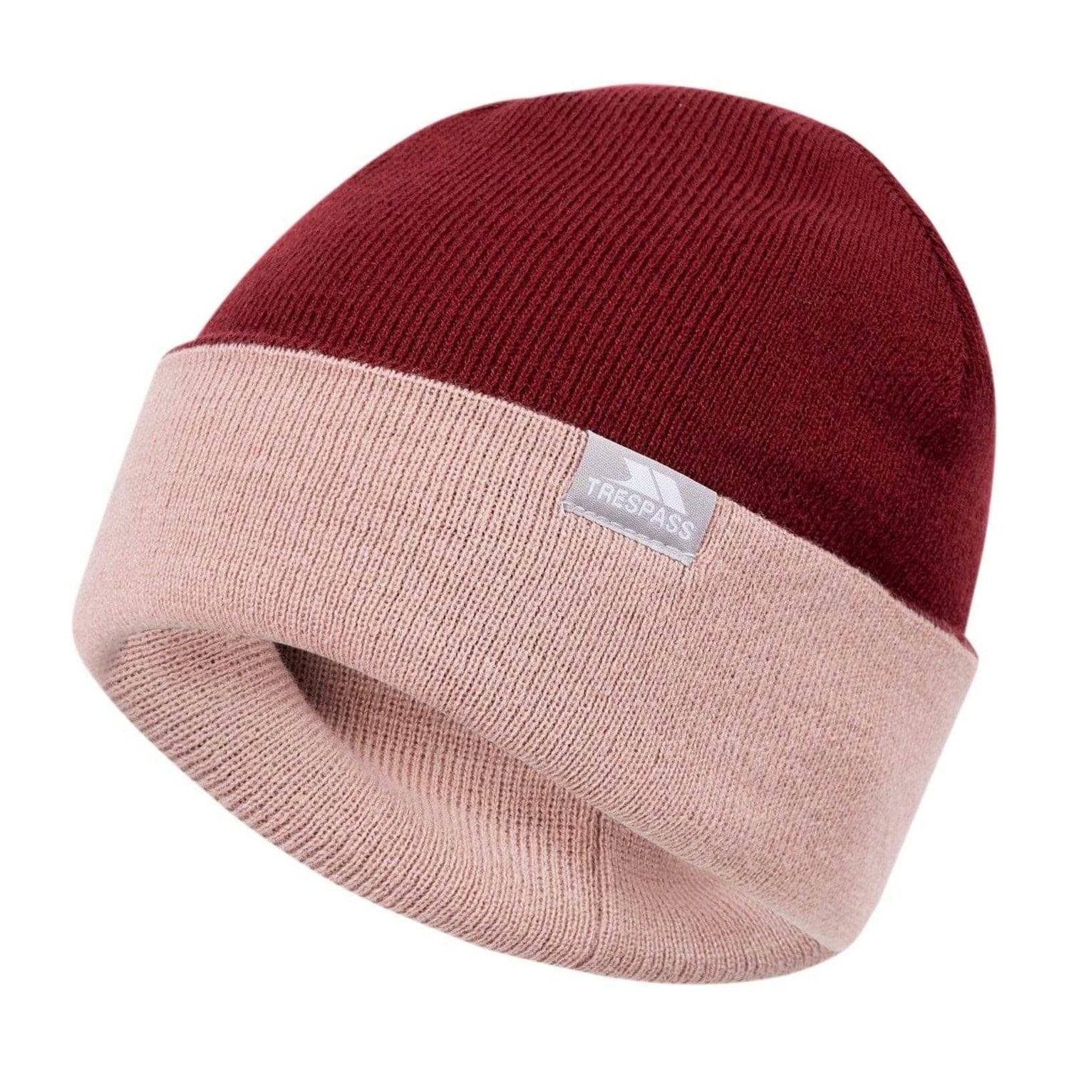 Dark Cherry - Front - Trespass Unisex Adult Montana Ribbed Winter Beanie