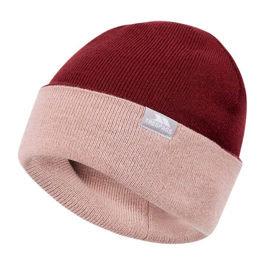 Dark Cherry - Front - Trespass Unisex Adult Montana Ribbed Winter Beanie