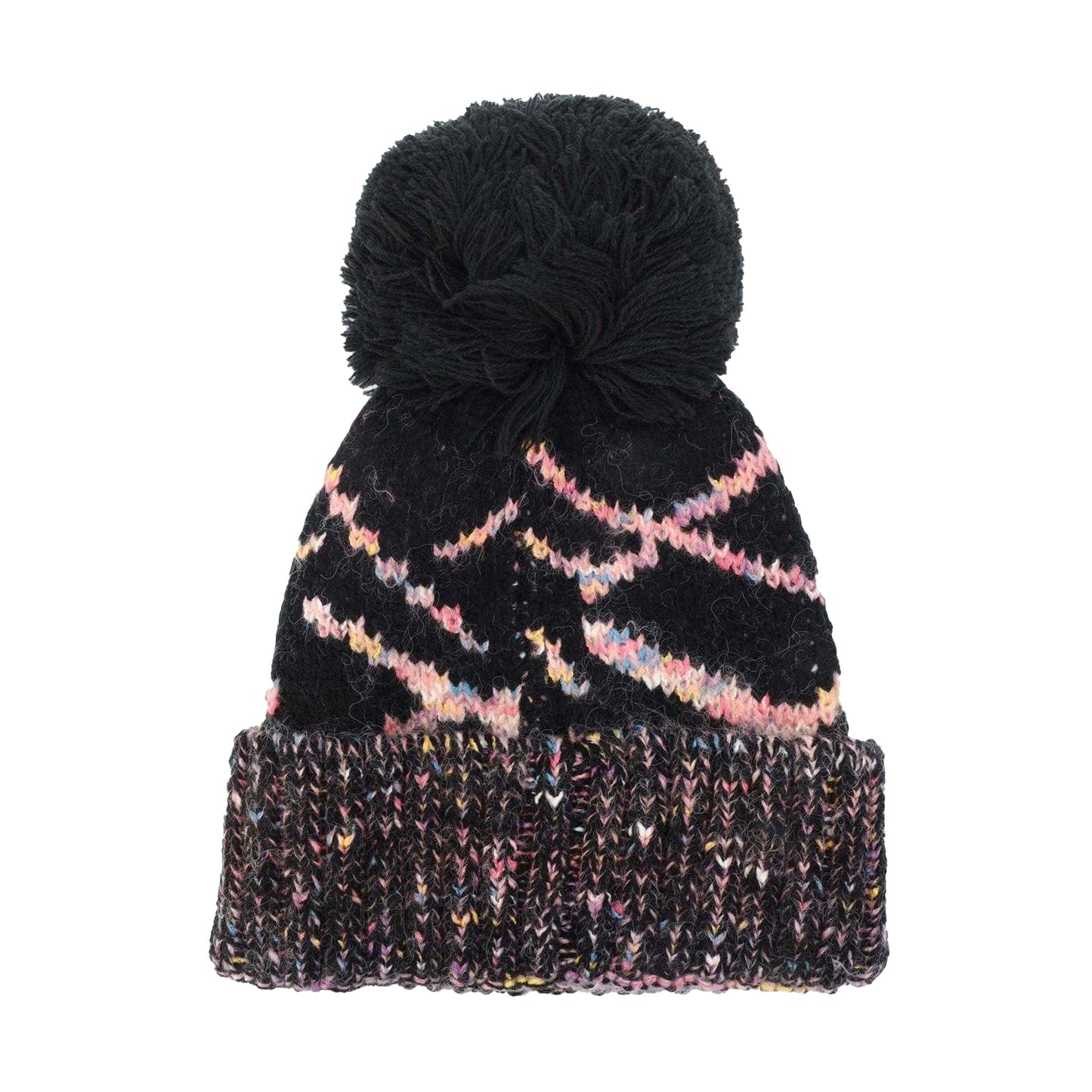 Black - Back - Trespass Womens-Ladies Diandra Colour Block Knitted Pom Pom Beanie
