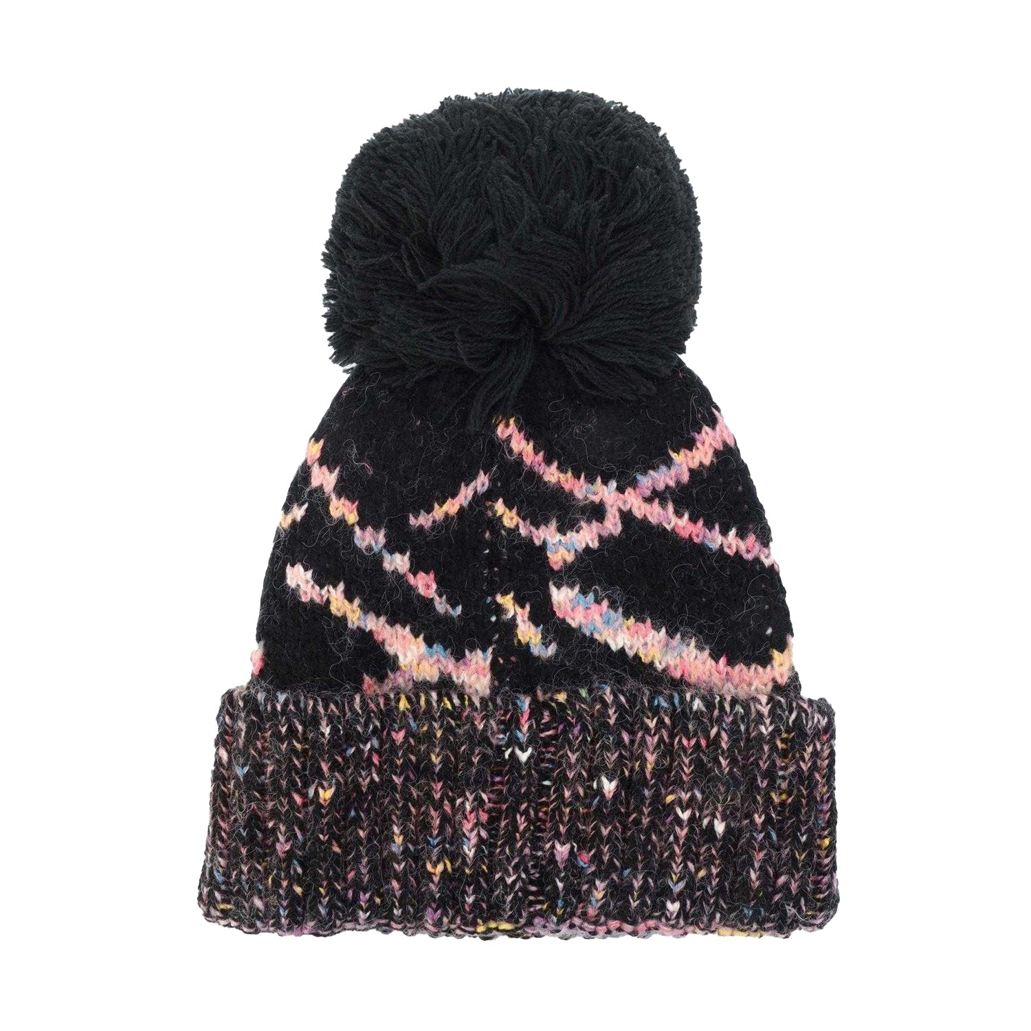 Black - Back - Trespass Womens-Ladies Diandra Colour Block Knitted Pom Pom Beanie