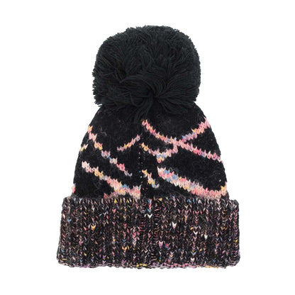 Black - Back - Trespass Womens-Ladies Diandra Colour Block Knitted Pom Pom Beanie