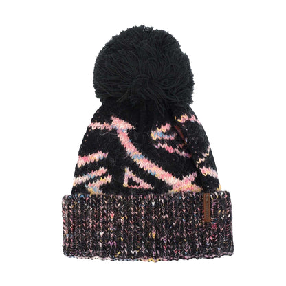 Black - Front - Trespass Womens-Ladies Diandra Colour Block Knitted Pom Pom Beanie