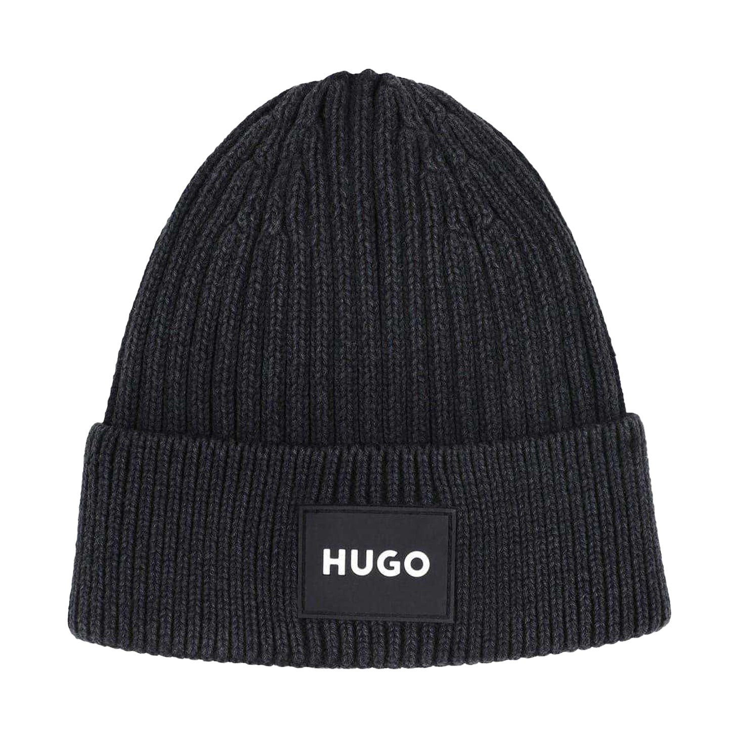 Black - Front - Hugo Childrens-Kids Ribbed Beanie