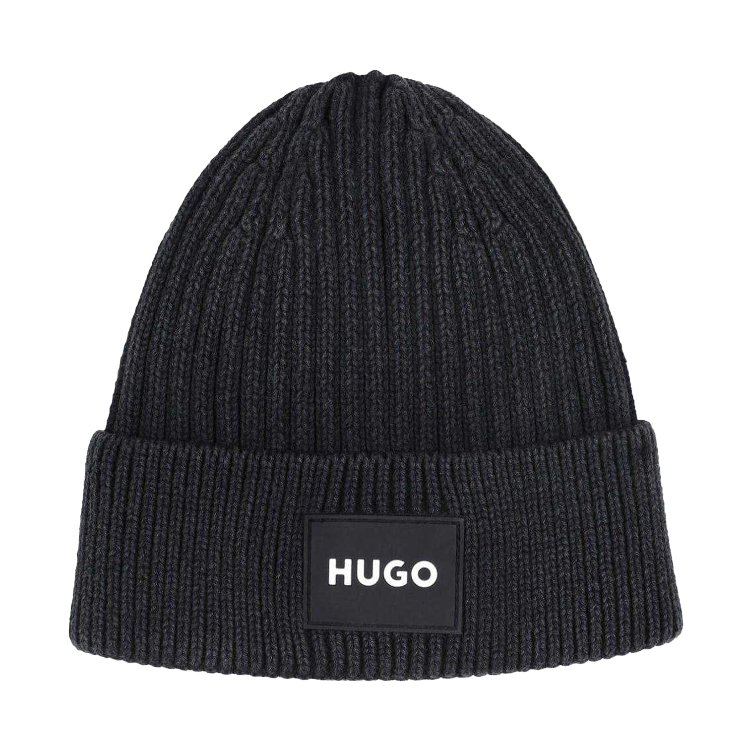 Black - Front - Hugo Childrens-Kids Ribbed Beanie
