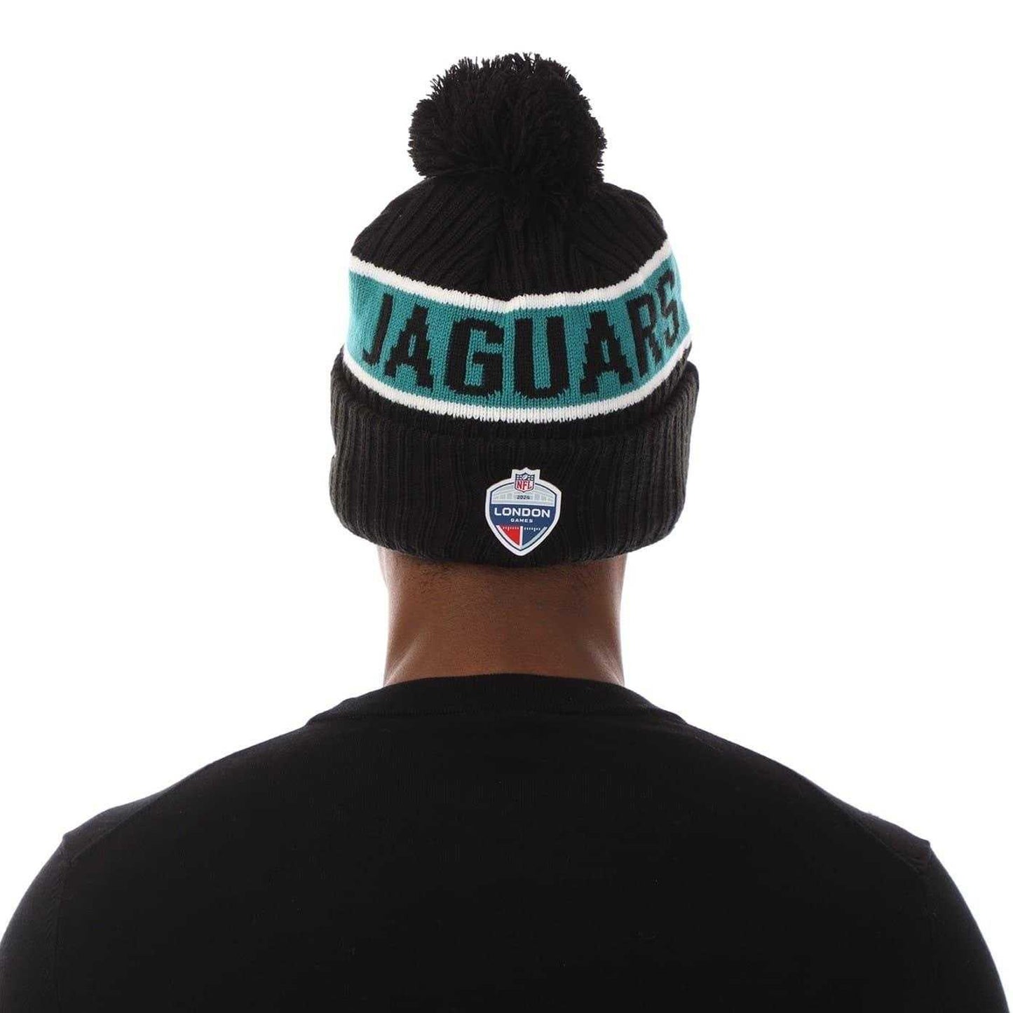 Medium Blue - Back - New Era Unisex Adult NFL Jacksonville Jaguars Pom Pom Beanie
