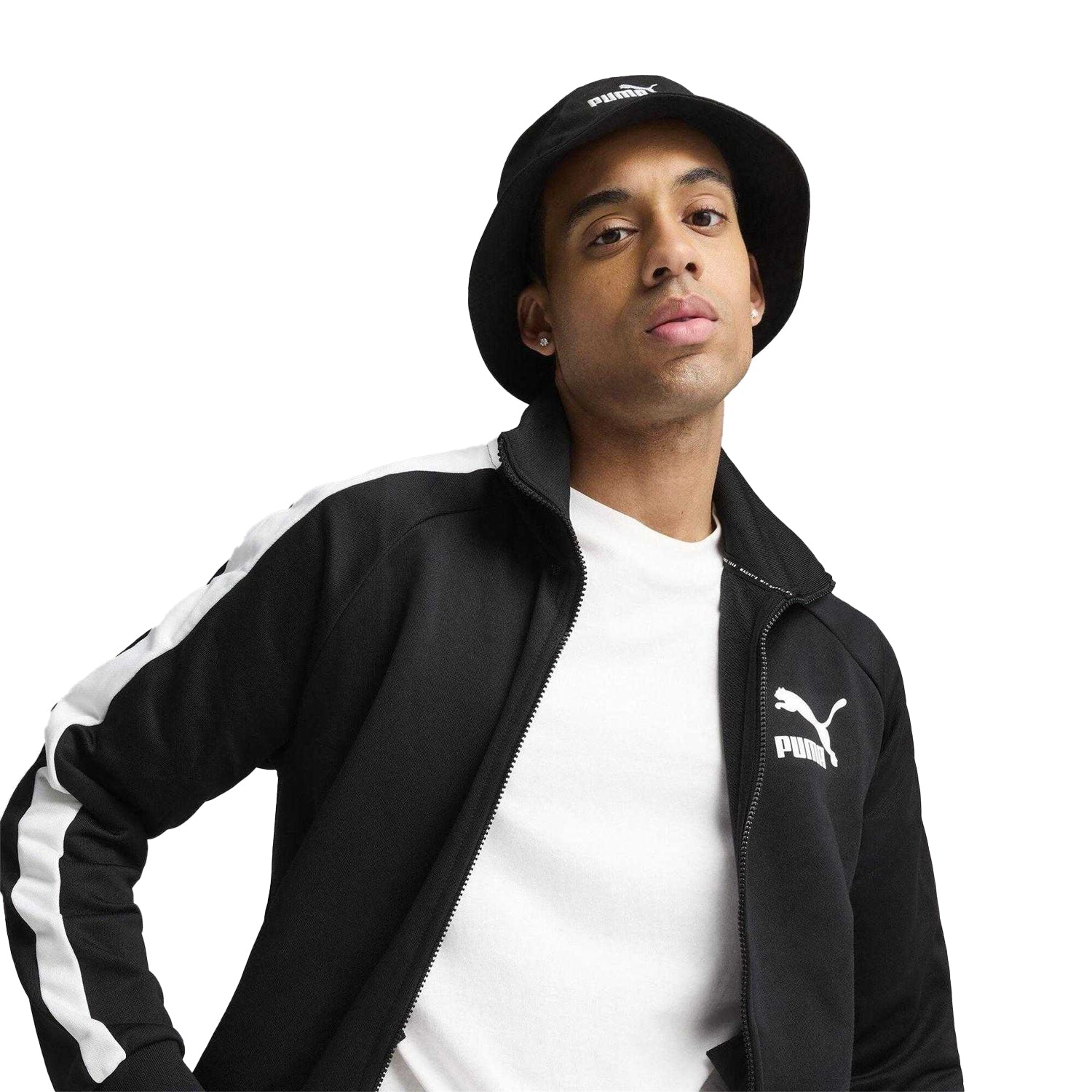 Puma Black - Side - Puma Unisex Adult ESS No.1 Embroidered Logo Cotton Bucket Hat