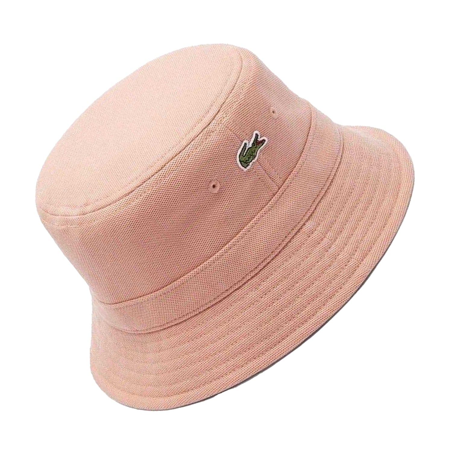 Pink - Back - Lacoste Mens Embroidered Logo Cotton Pique Bucket Hat