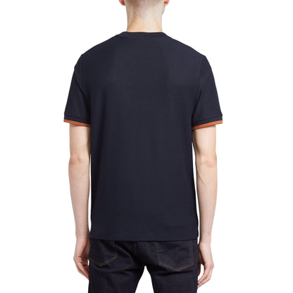 Navy - Back - Fred Perry Mens Tipped Pique Cuffed T-Shirt