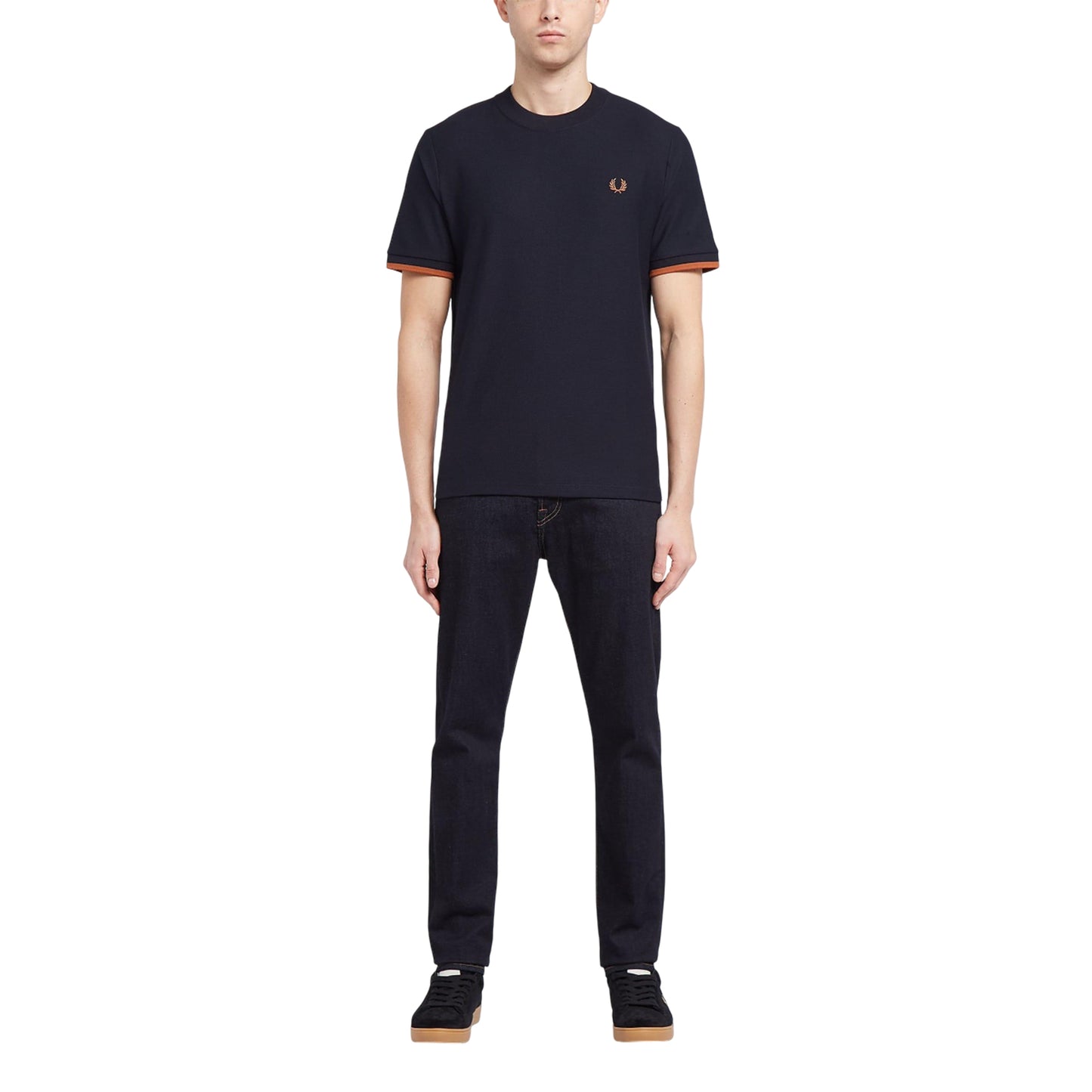 Navy - Lifestyle - Fred Perry Mens Tipped Pique Cuffed T-Shirt