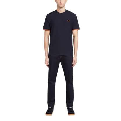 Navy - Lifestyle - Fred Perry Mens Tipped Pique Cuffed T-Shirt