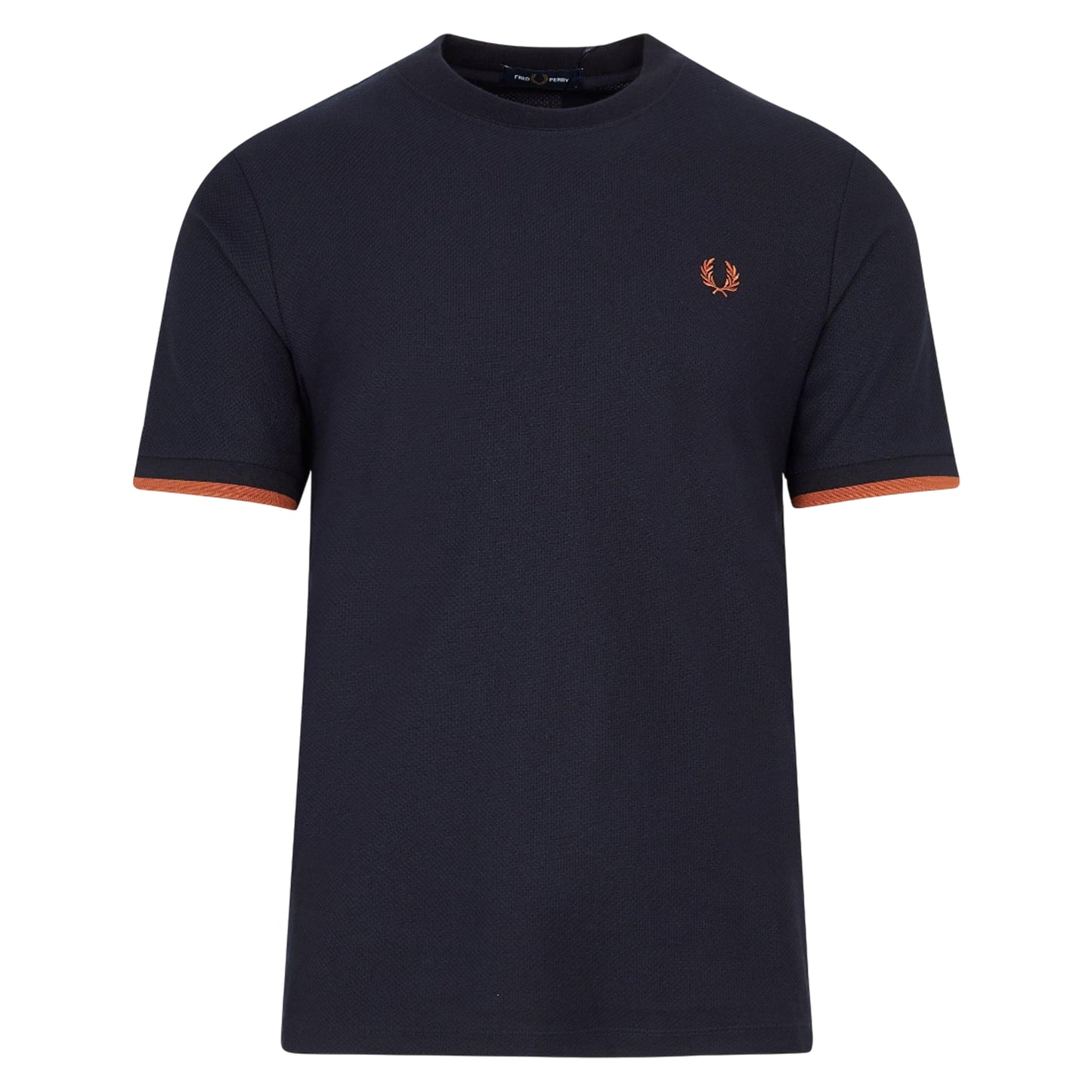Navy - Front - Fred Perry Mens Tipped Pique Cuffed T-Shirt