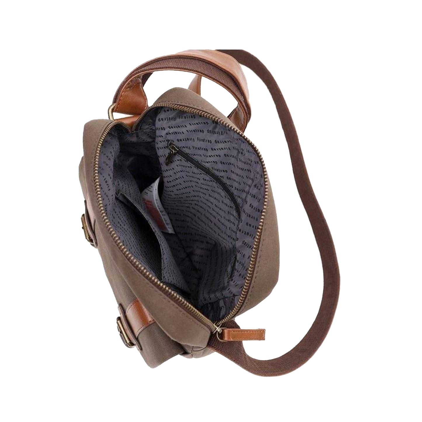 Khaki Green - Back - Firetrap Waxed Canvas Crossbody Bag