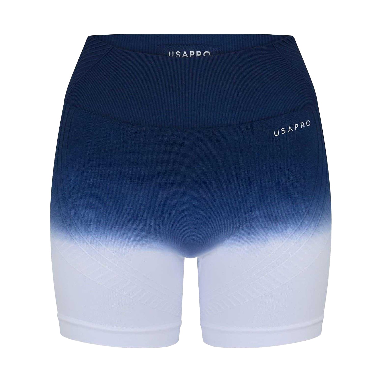Navy-White - Front - USA Womens-Ladies Ombre High Waist Cycling Shorts