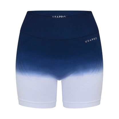 Navy-White - Front - USA Womens-Ladies Ombre High Waist Cycling Shorts