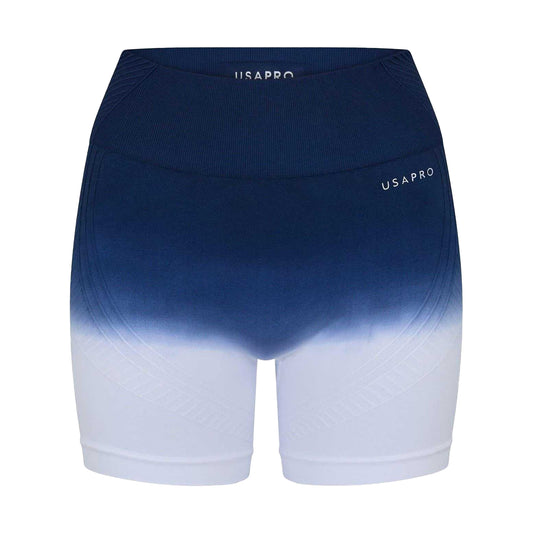 Navy-White - Front - USA Womens-Ladies Ombre High Waist Cycling Shorts