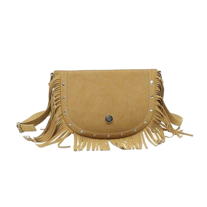 Camel - Back - Firetrap Studded Suede Crossbody Bag