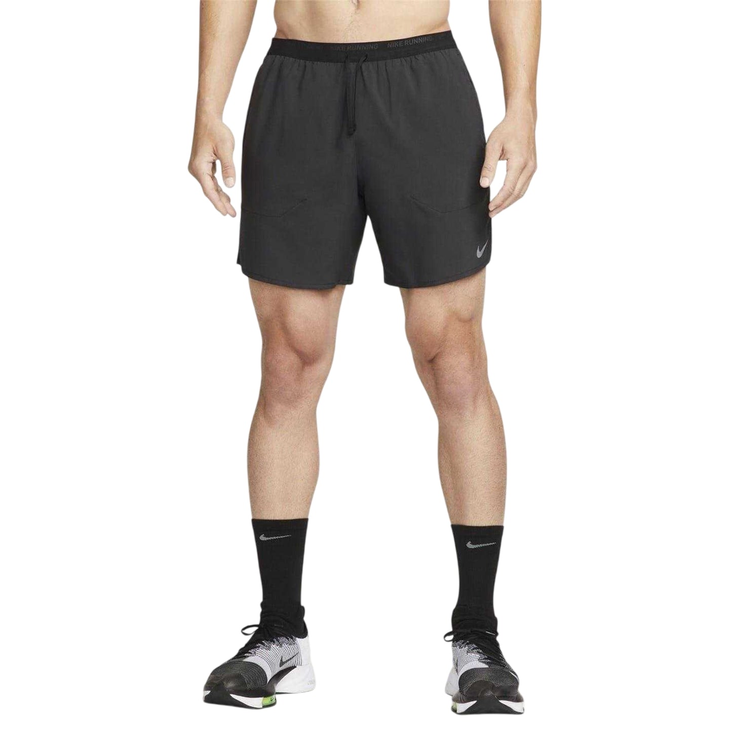 Black-Silver - Side - Nike Mens Stride Running Shorts