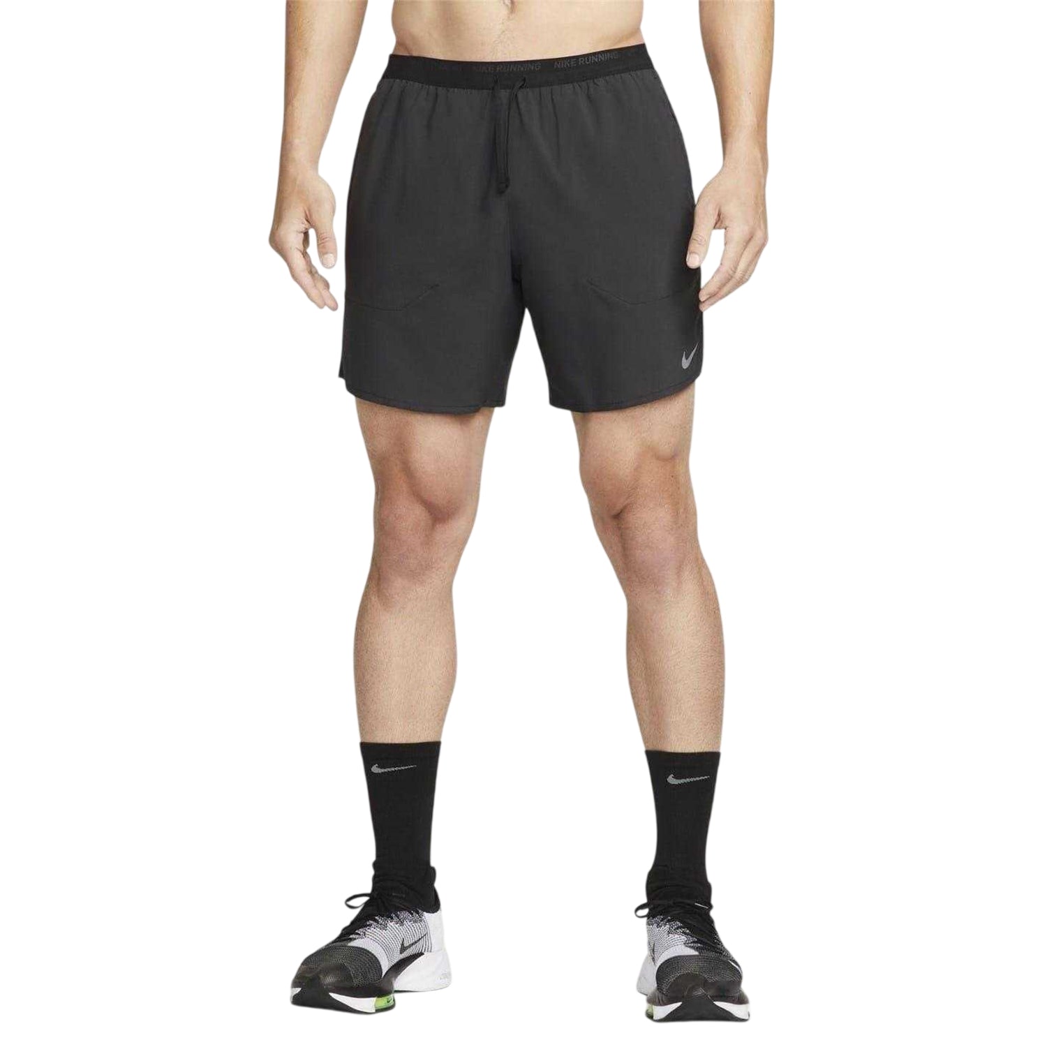 Black-Silver - Side - Nike Mens Stride Running Shorts