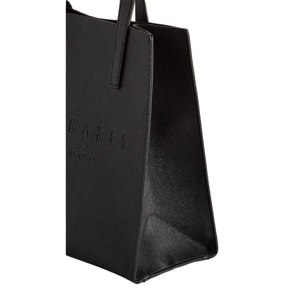 Black - Back - Ted Baker Soocon Logo Faux Leather Shopper Bag