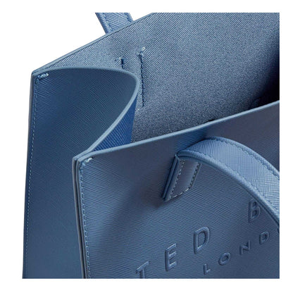Blue - Side - Ted Baker Soocon Logo Faux Leather Shopper Bag