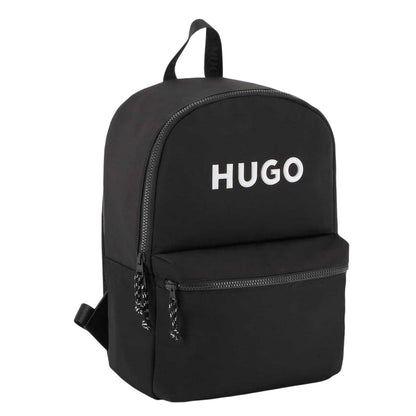 Black - Side - Hugo Lettering Print Nylon Logo Backpack