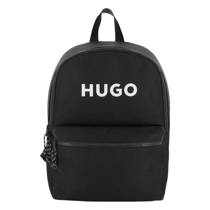Black - Front - Hugo Lettering Print Nylon Logo Backpack